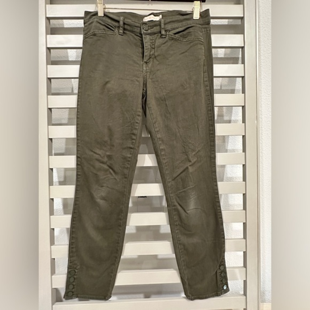 Tory Burch Green Mid-Rise Skinny‎ Leg Jeans